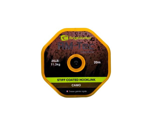 Поводковый материал RidgeMonkey RM-Tec Stiff Coated Hooklink Organic Brown 35lb 20м