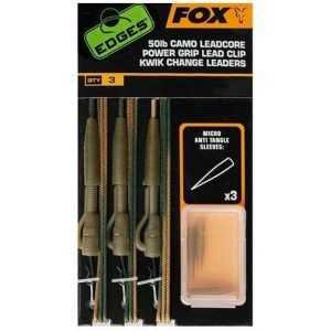 Монтаж Fox Edges Camo Leadcore Power Grip Clip Kwik Change Leaders 50lb, 3шт