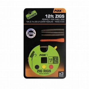 Edges Zig Rig 8 - 12lb 12ft x 3 - Поводки Zig Rig (3 шт.) с разрывной нагрузкой: (5,44 кг), длина: (3,6 м)