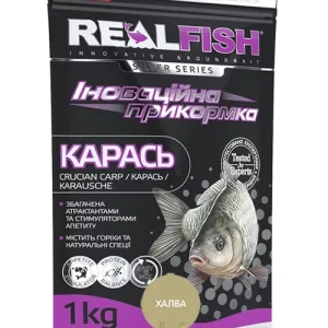 Рибальська прикормка RealFish Карась Халва 1 кг з ефектом гейзера