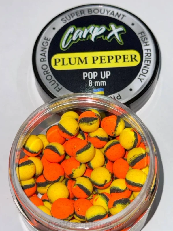 Бойли плаваючі POP UPS - PLUM PEPPER (СЛИВА ПЕРЕЦЬ) 8мм ТМ CarpX