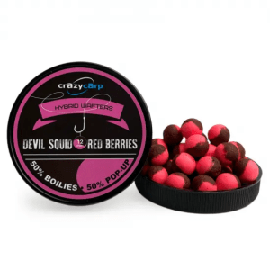Бойли Crazy Carp Hybrid Wafters 12mm devil squid&red berry